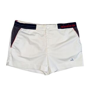 Diadora 70s Tennis Cream and Black Athletic Shorts with Red Accents Vintage